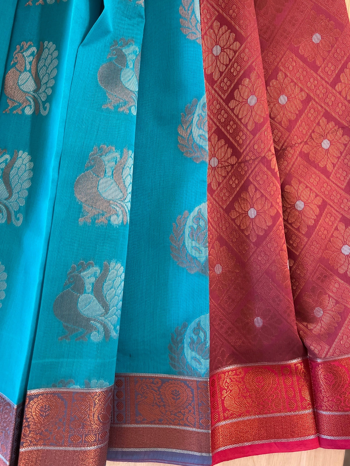 Blue Semi Silk Cotton Saree