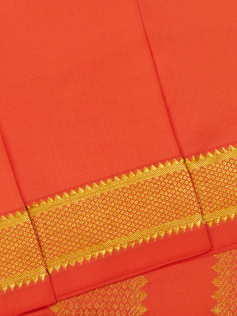 Orange 9 Yards Kanchivaram Silk Saree