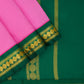 Lotus Pink with Bottle Green 9 Yards Kanchivaram Silk Saree