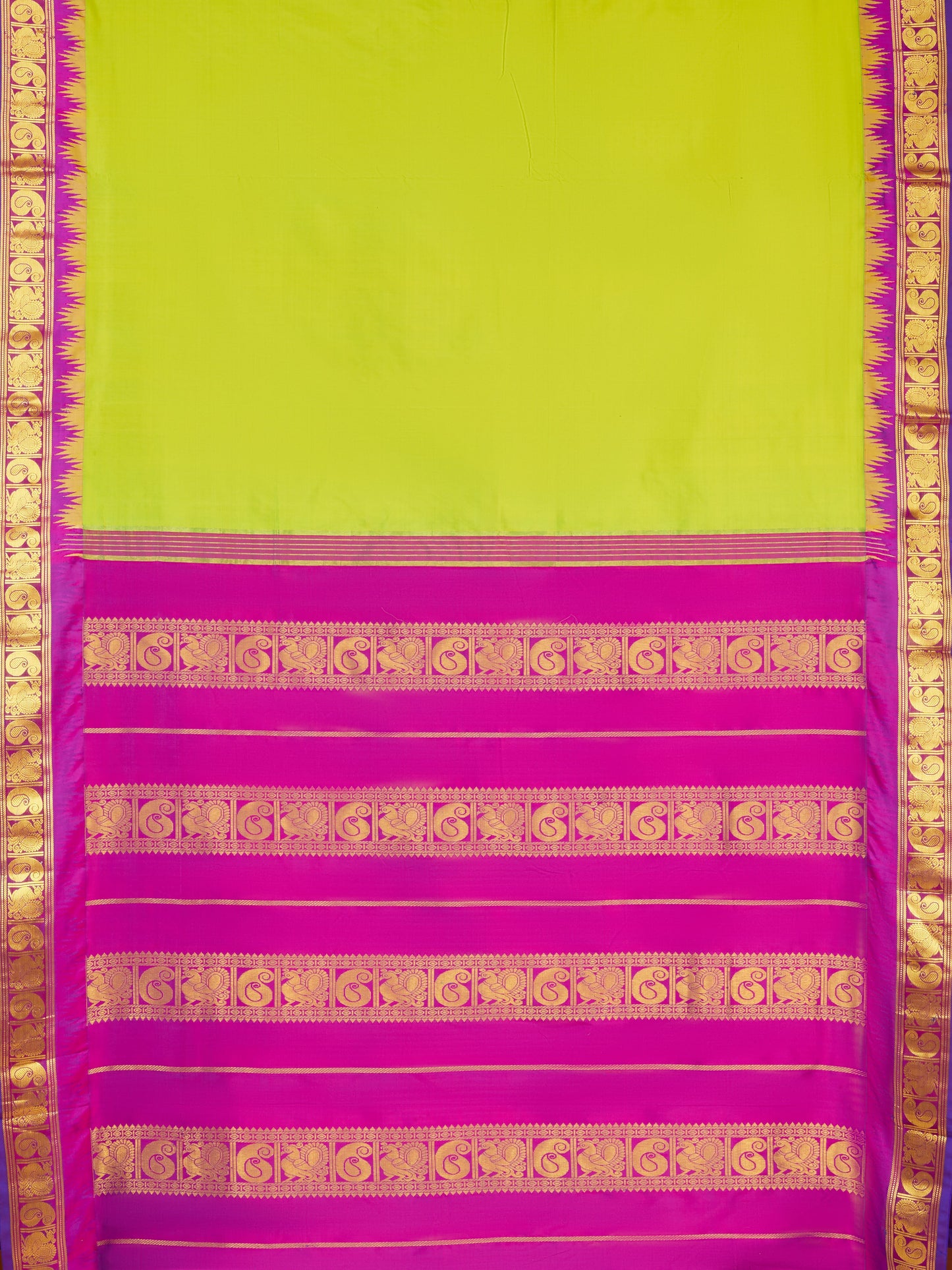 Sneha Green with Purple 9 Yards Kanchivaram Silk Saree