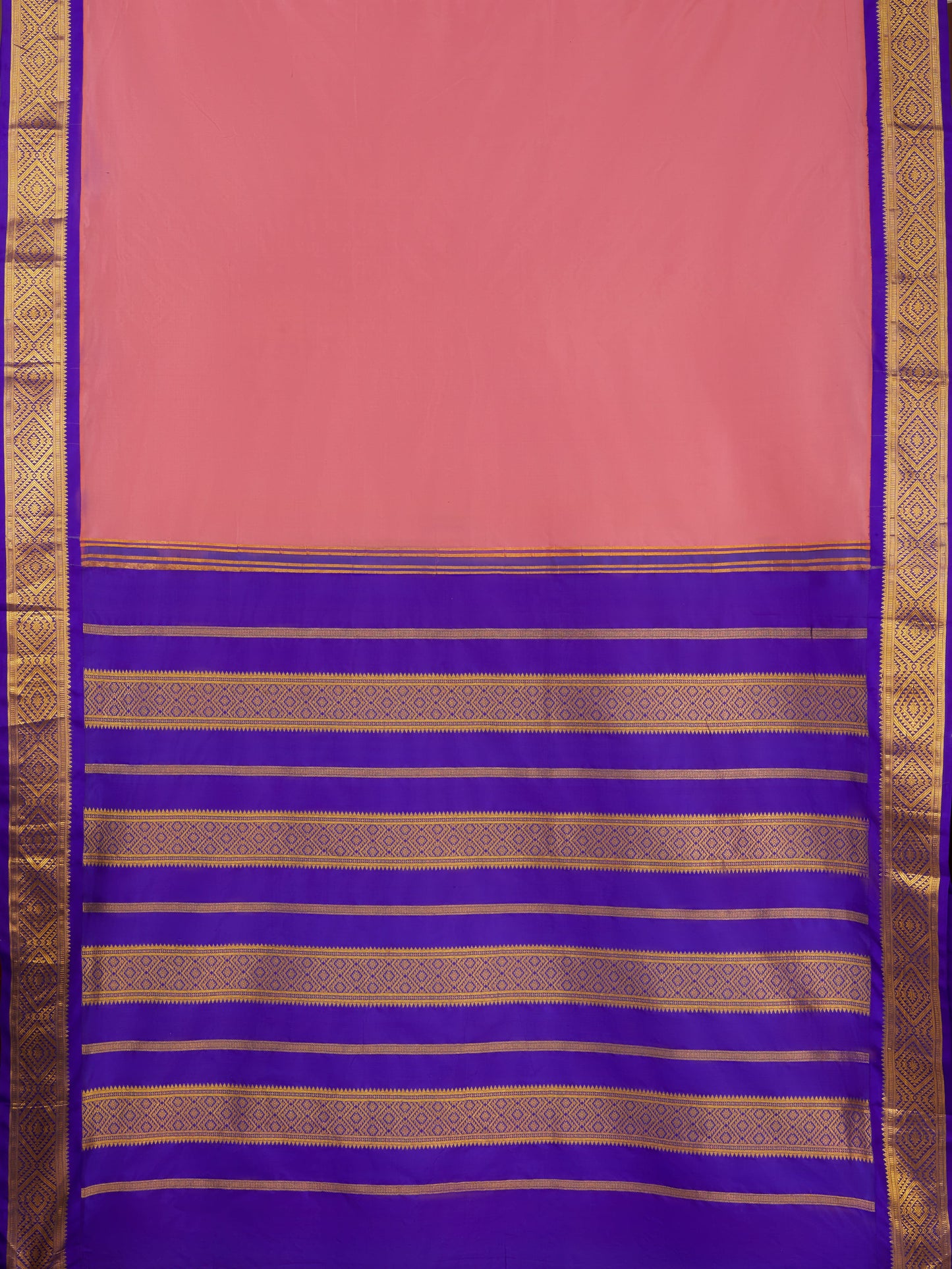 Pink with Violet 9 Yards Kanchivaram Silk Saree