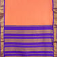 Peach with Violet 9 Yards Kanchivaram Silk Saree