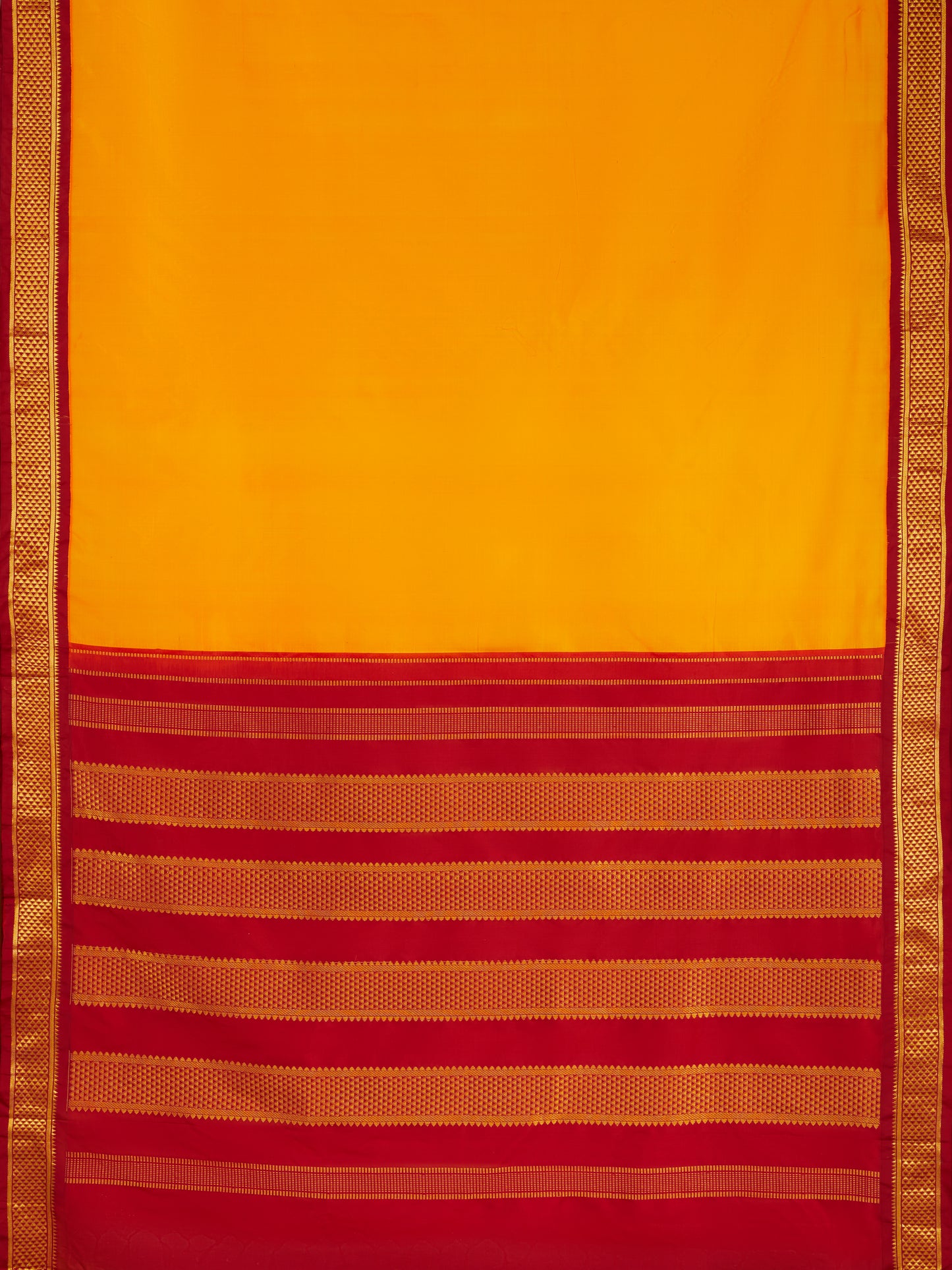 Mambalam Orange with Maroon 9 Yards Kanchivaram Silk Saree