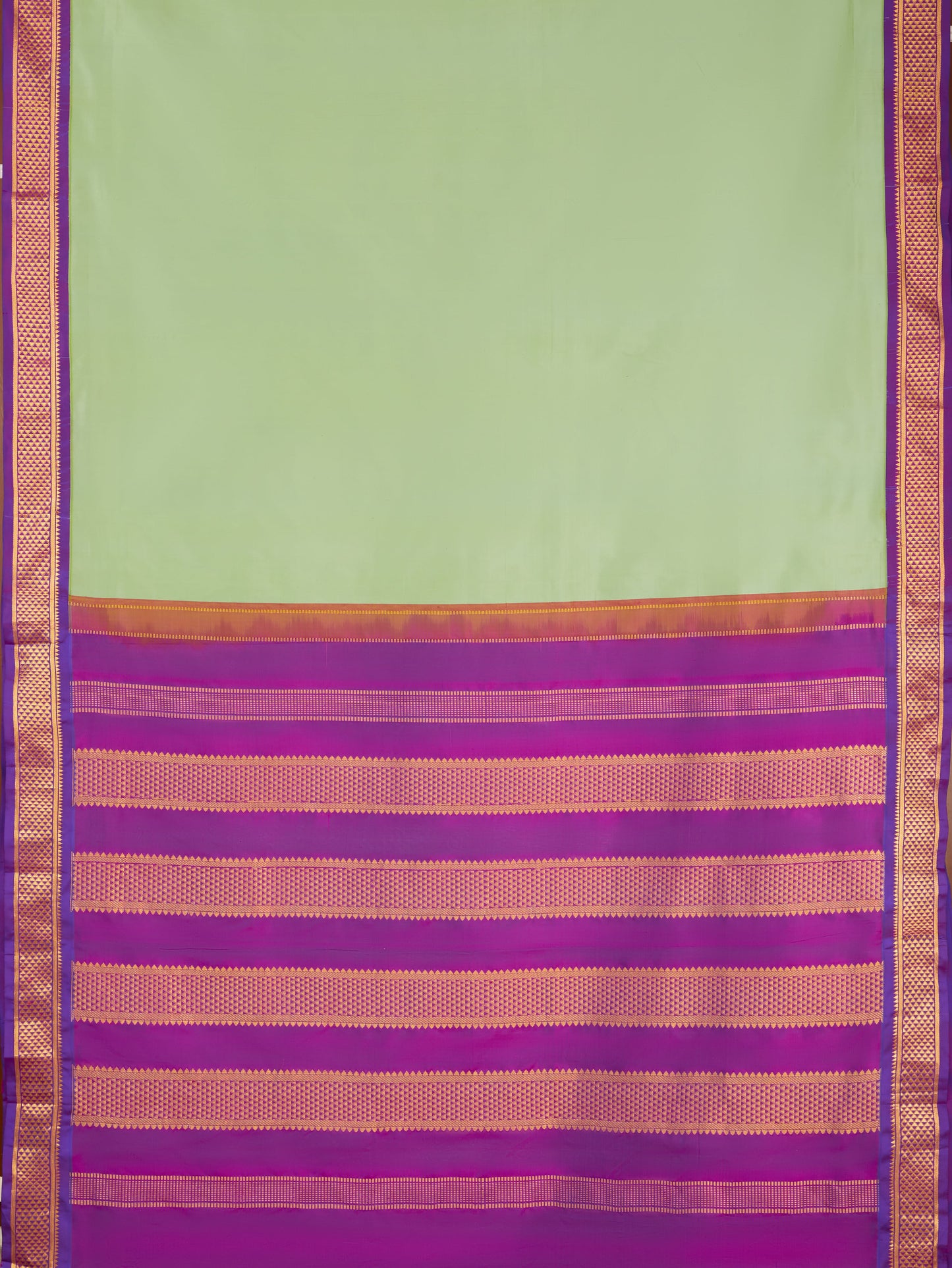 Green with Purple 9 Yards Kanchivaram Silk Saree