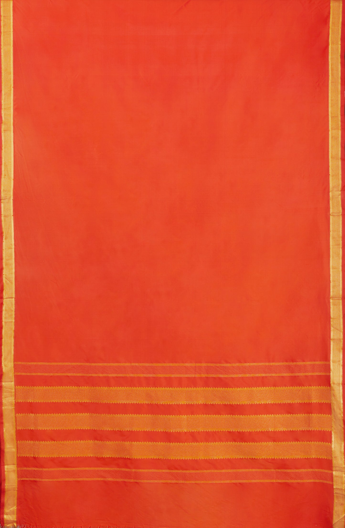 Orange 9 Yards Kanchivaram Silk Saree