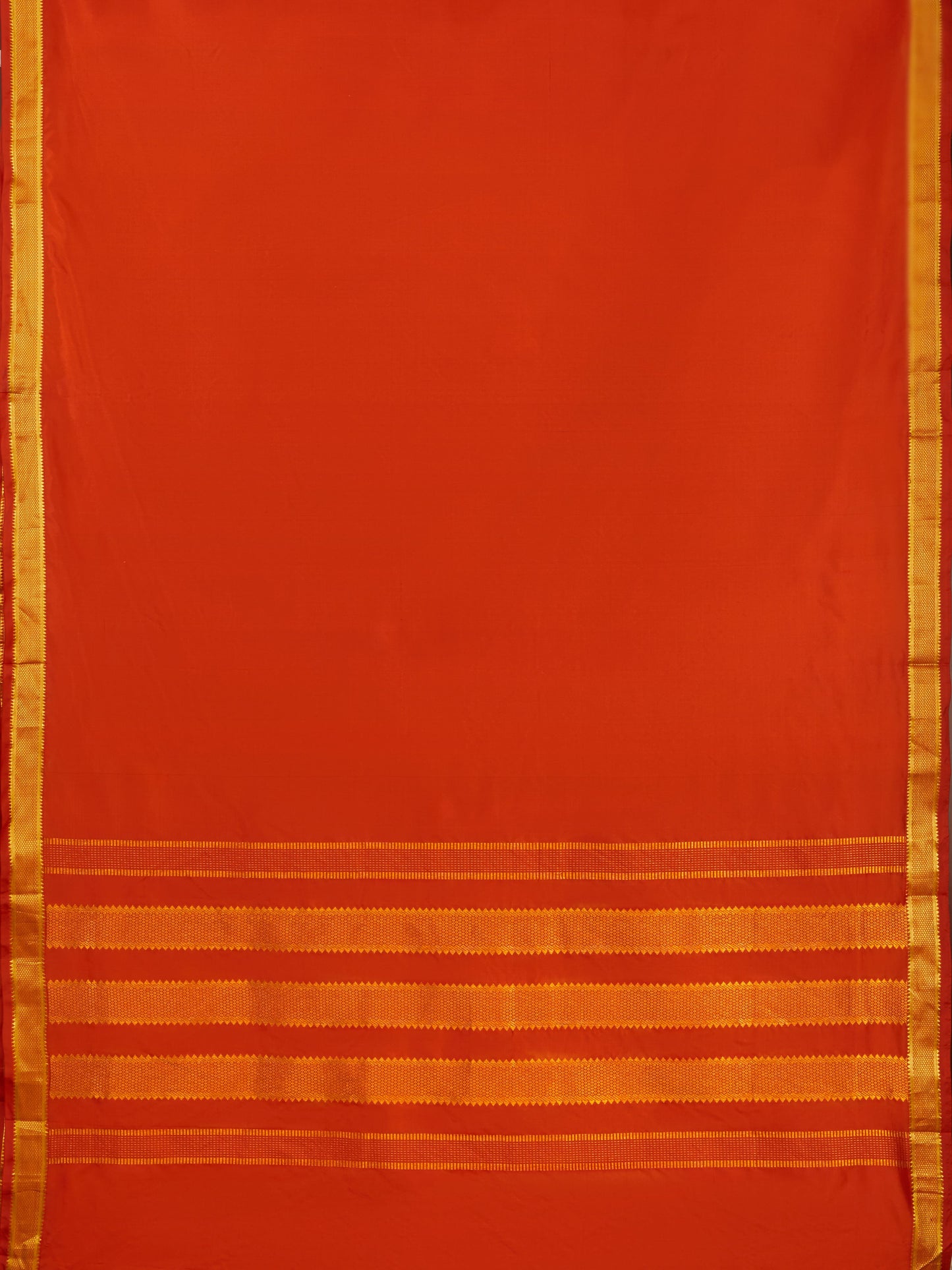 Rust Orange 9 Yards Kanchivaram Silk Saree