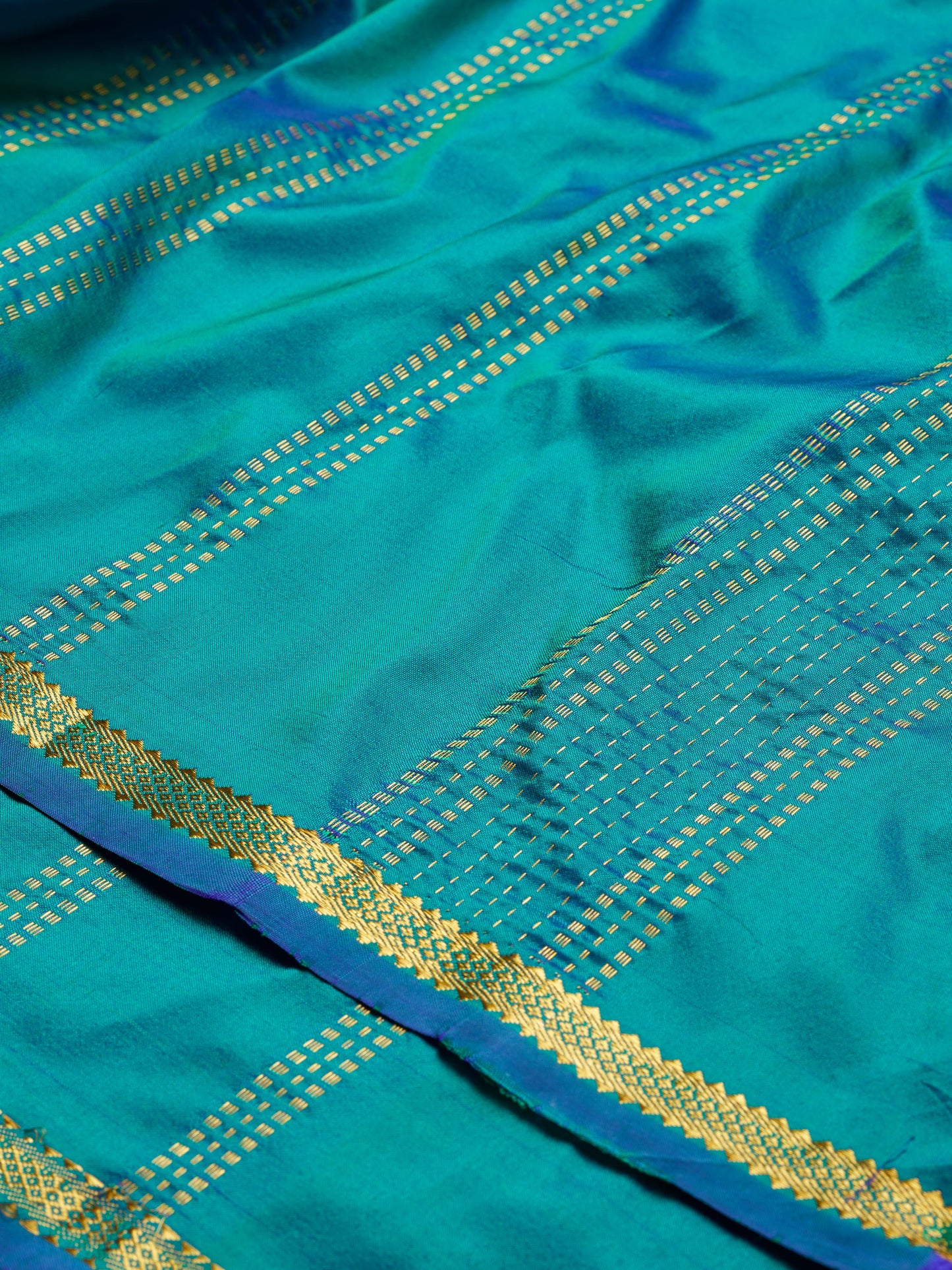 Peacock Blue 9 Yards Kanchivaram Silk Saree