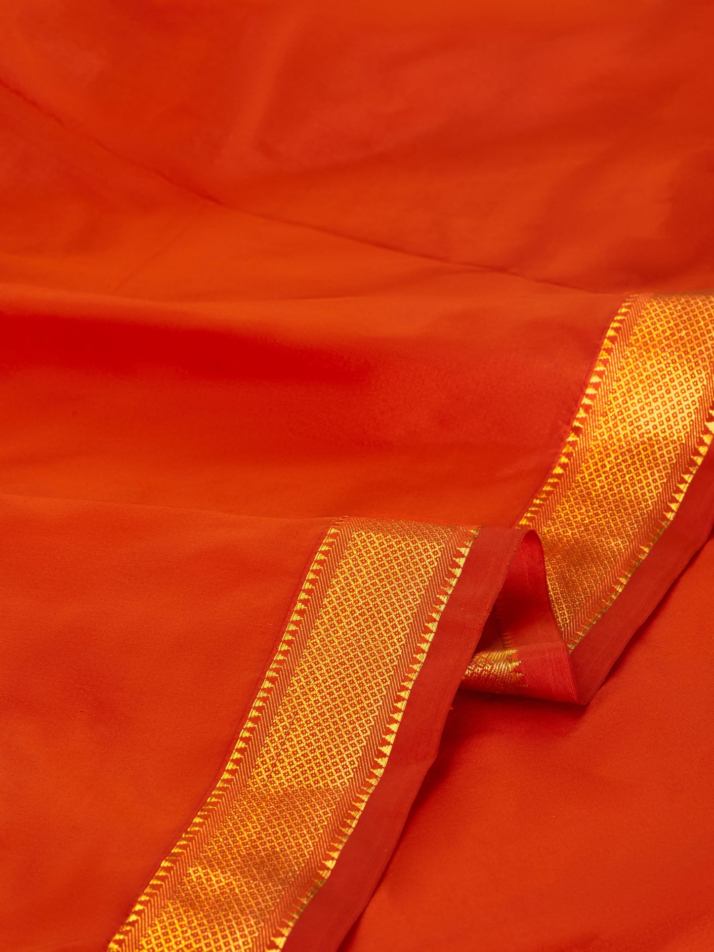 Rust Orange 9 Yards Kanchivaram Silk Saree