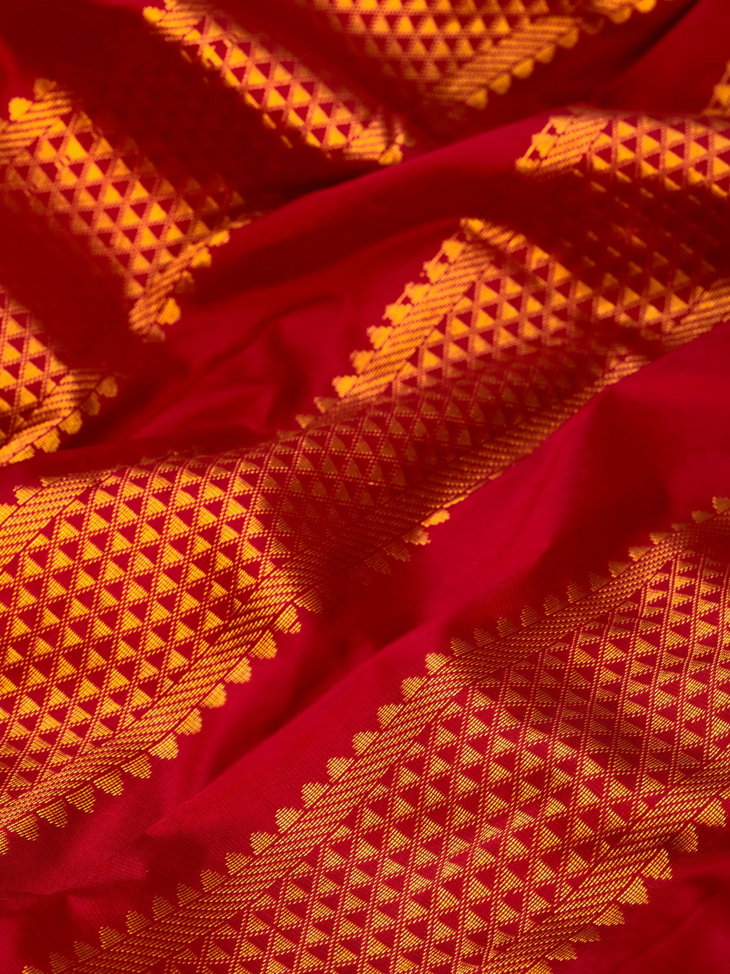 Mambalam Orange with Maroon 9 Yards Kanchivaram Silk Saree