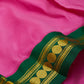 Lotus Pink with Bottle Green 9 Yards Kanchivaram Silk Saree